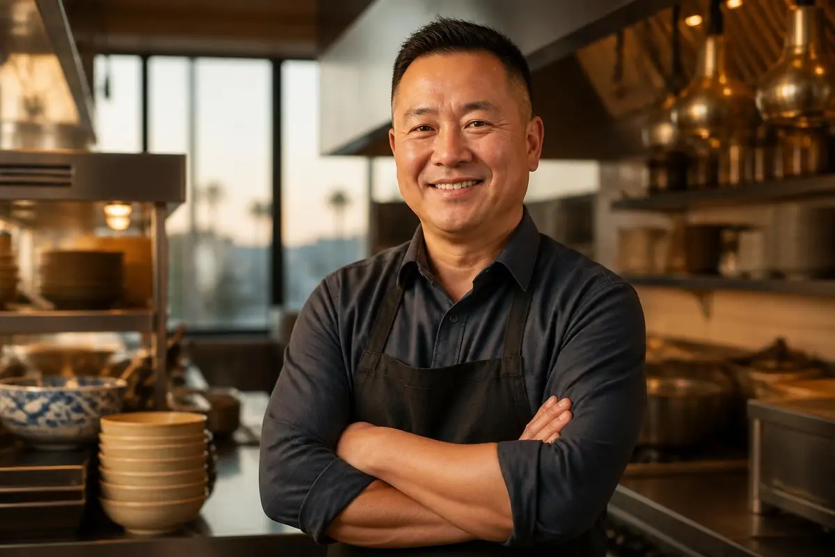 Self-employed restaurant owner in his own kitchen
